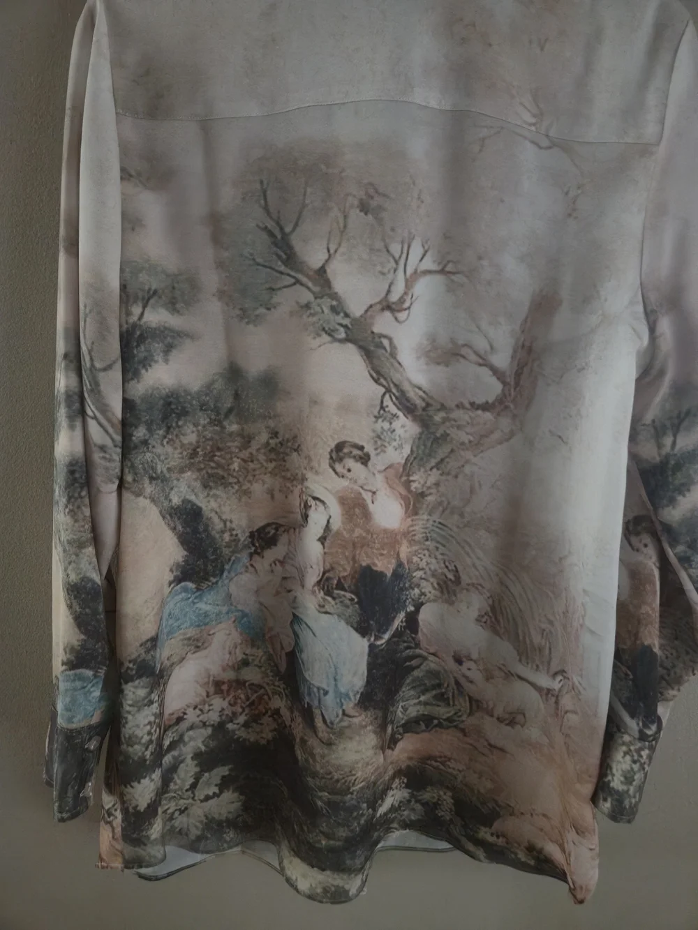 Soft Surroundings Sz L Pastoral Romanticism Antique Print Blouse Shirt Tunic